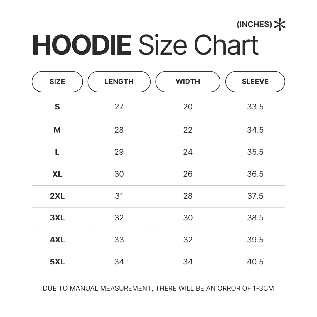 Hoodie Size Chart - Hatebreed Merch