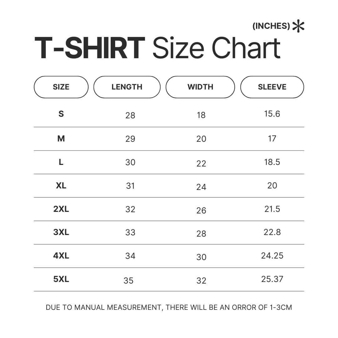 T shirt Size Chart - Hatebreed Merch