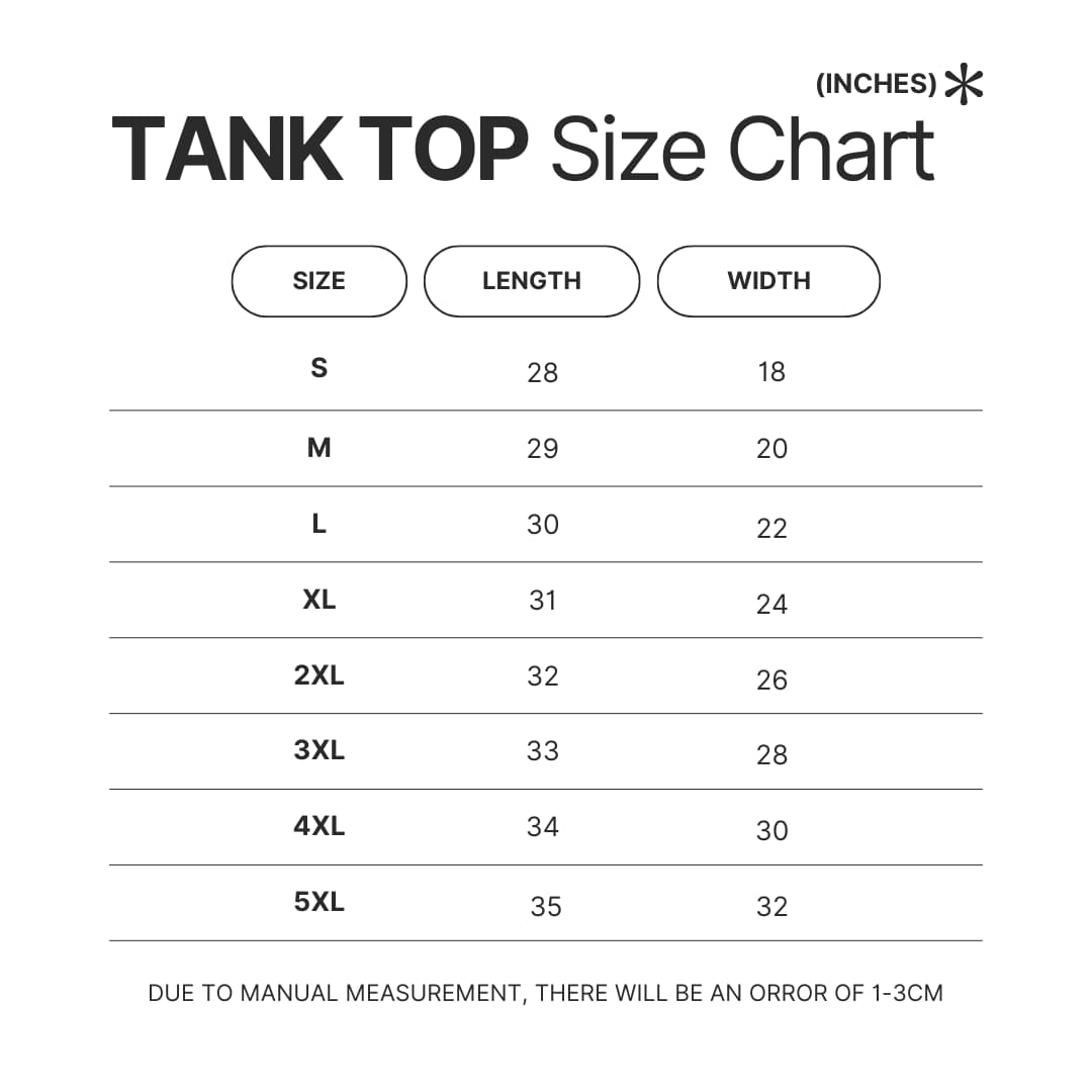 Tank Top Size Chart - Hatebreed Merch