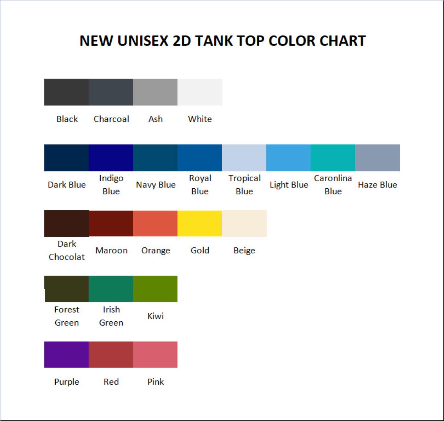 tank top color chart - Hatebreed Merch